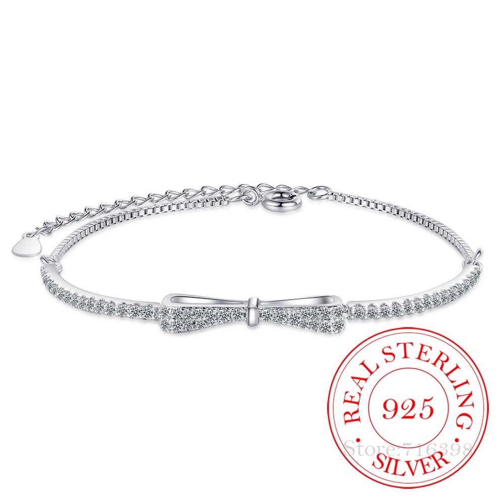 Elegantes Damen Zirkonia Tennisarmband aus 925 Silber, verstellbar, stilvolles Geschenk.