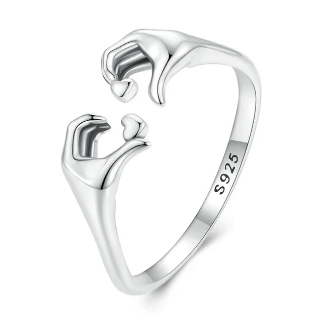 925 Sterling Silber Umarmungsring für Paare, verstellbarer Liebesring für Damen & Herren.