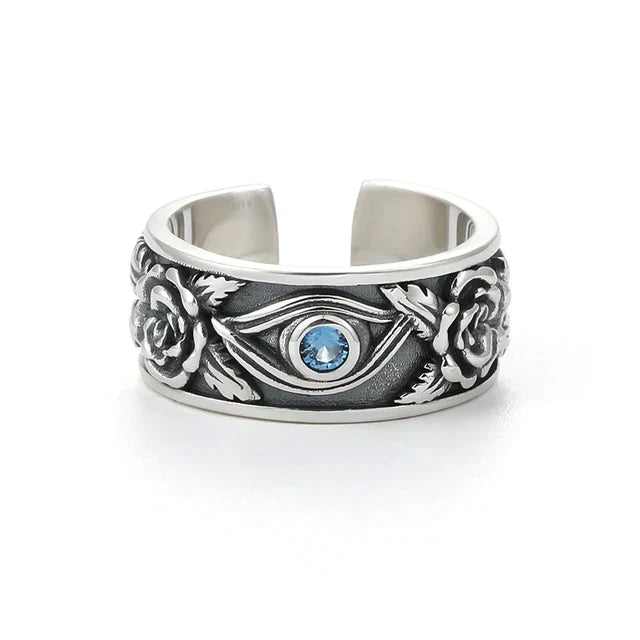 Unisex Silberring mit Horusauge, schützender Glücksring und spiritueller Talisman.