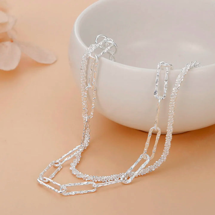 Hochwertiges Damen Silberarmband, 925er Sterlingsilber, Doppelketten-Armschmuck, vielseitig kombinierbar.