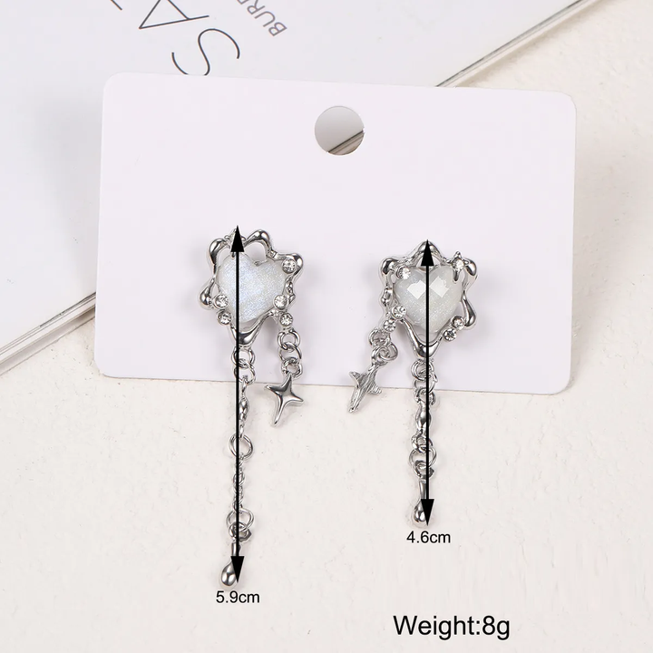 Glänzende Damen Ohrhänger: Unregelmäßige Herzen, Sterne & Quasten. Moderner Edelstahlschmuck für jeden Look.