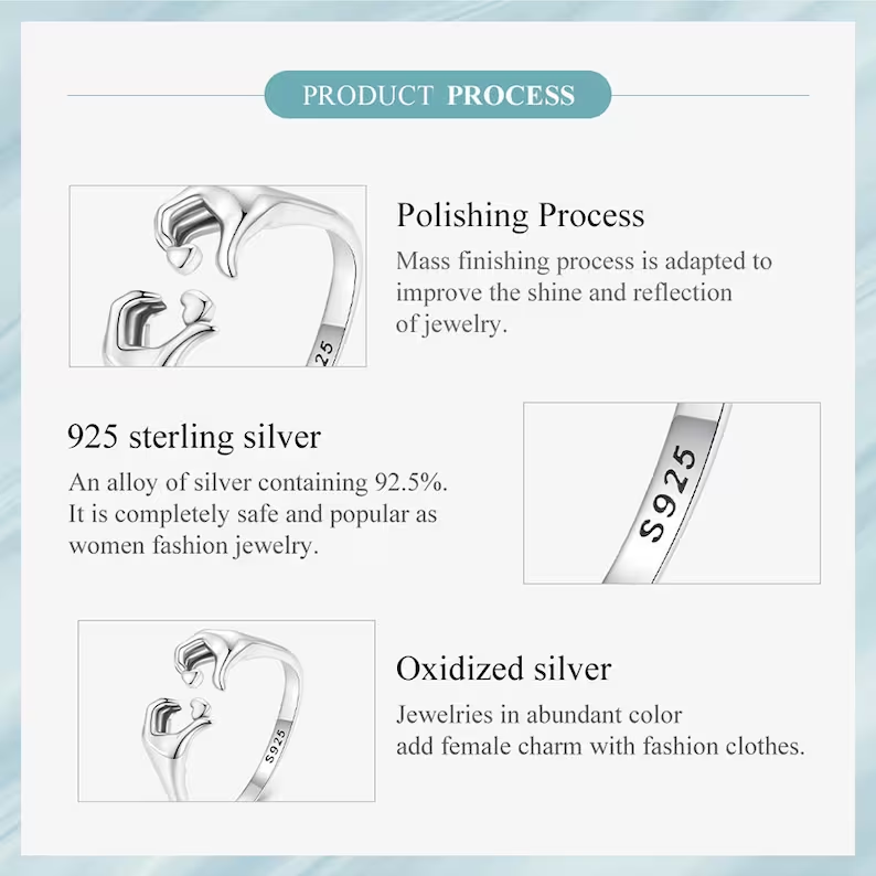 Glänzender 925 Sterling Silber Paarring, verstellbarer Umarmungsring als Liebesgeschenk für jedes Paar.