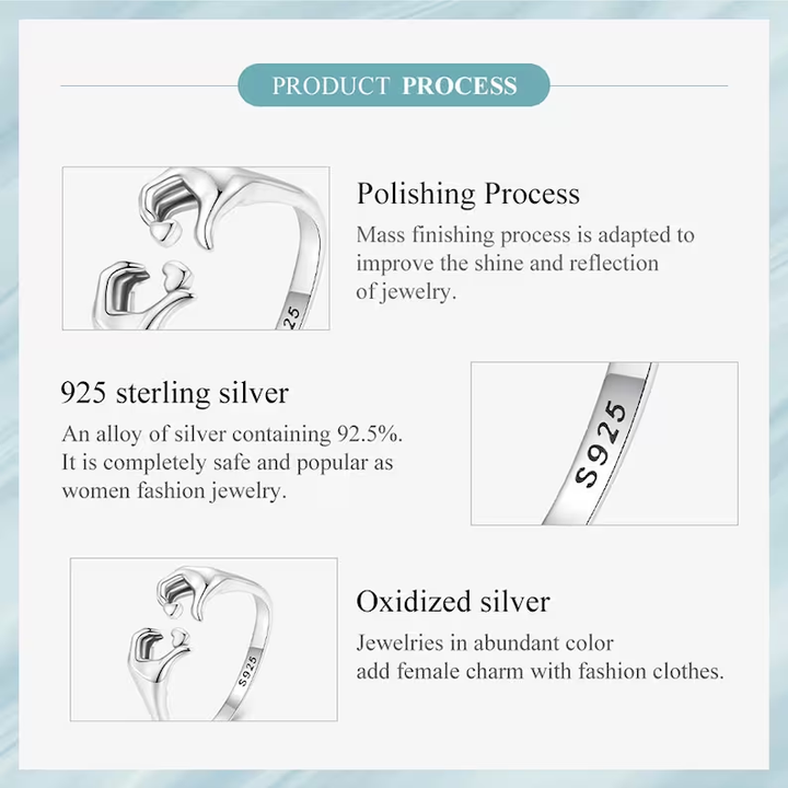 Glänzender 925 Sterling Silber Paarring, verstellbarer Umarmungsring als Liebesgeschenk für jedes Paar.