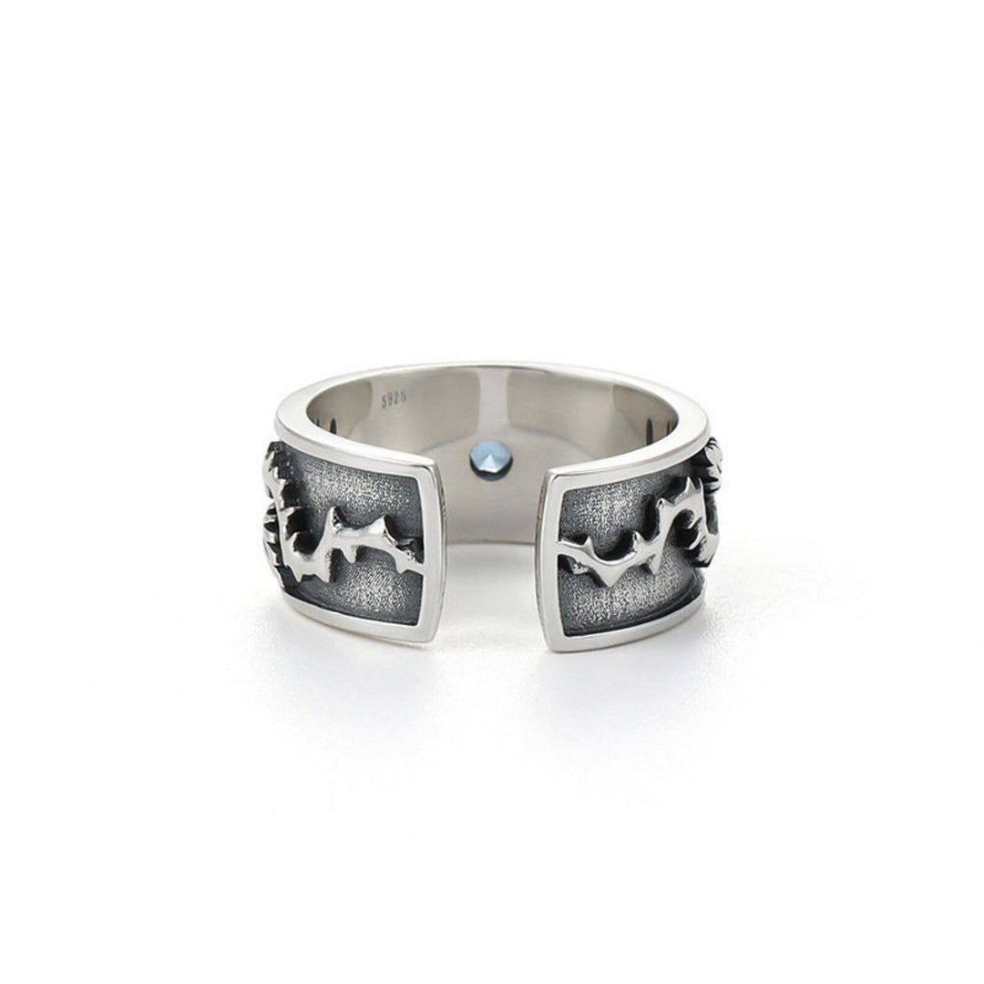 Hochwertiger Silber-Schutzring mit stilisiertem Horusauge, Unisex Design.