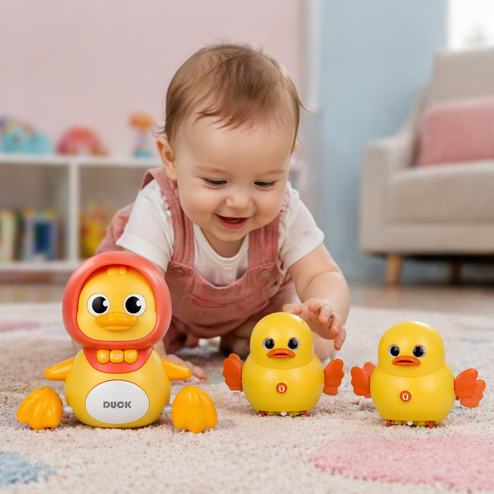Entenfamilie Krabbel- & Lernspielzeug mit Musik für Babys; fördert Motorik & Sensorik spielerisch.
