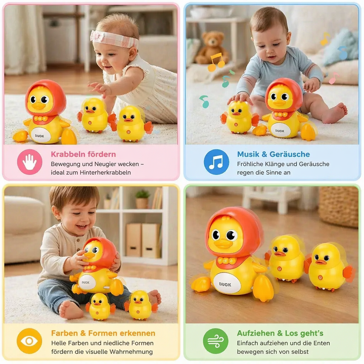 Entenfamilie Musik Babyspielzeug; fröhliche Melodien zur sensorischen Frühförderung von Kleinkindern.