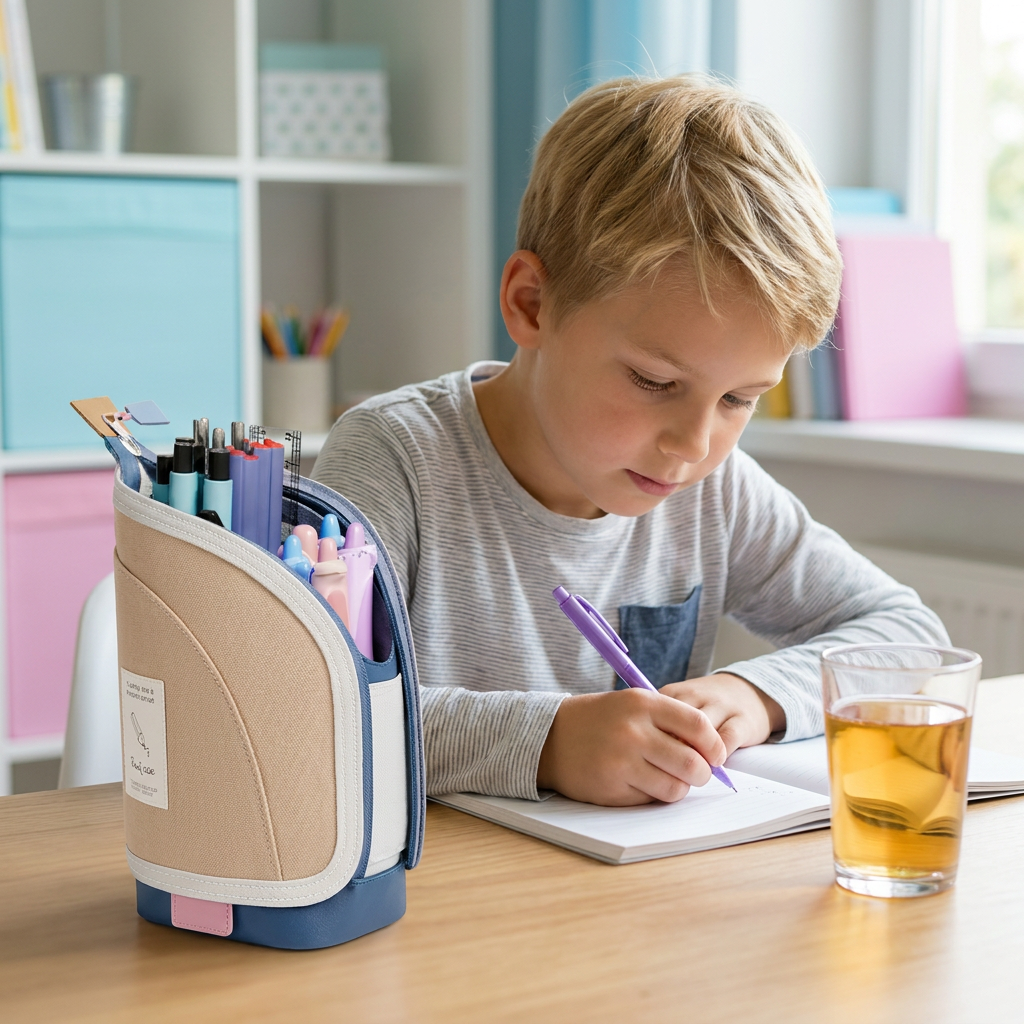 2-in-1 Pop-Up Federmäppchen & Stiftehalter: Smarte Aufbewahrungslösung für Schreibwaren in Schule & Büro.