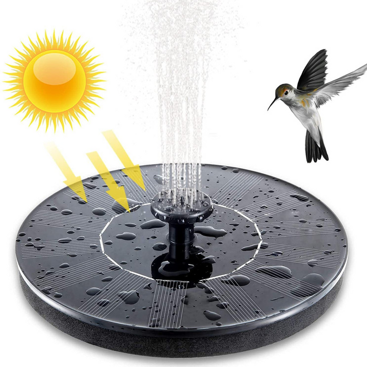 Vielseitiger Mini Solarbrunnen, nutzbar als Teichpumpe, Schwimmbrunnen oder Gartendeko-Element.