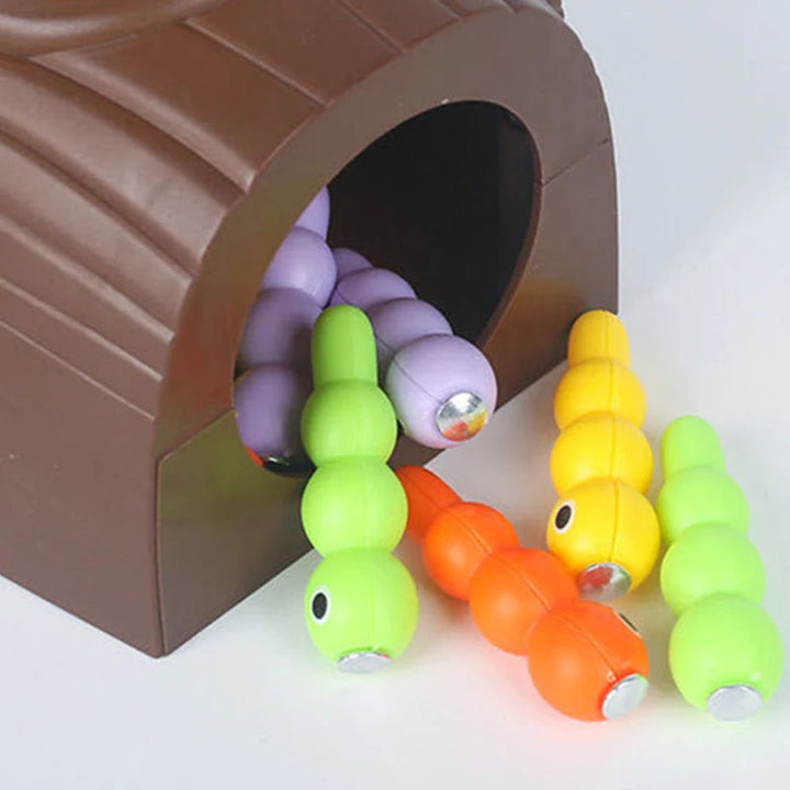 Buntes Magnet-Specht-Spiel mit Holzspecht und magnetischen Würmern. Ideal für Kleinkinder & Vorschule.