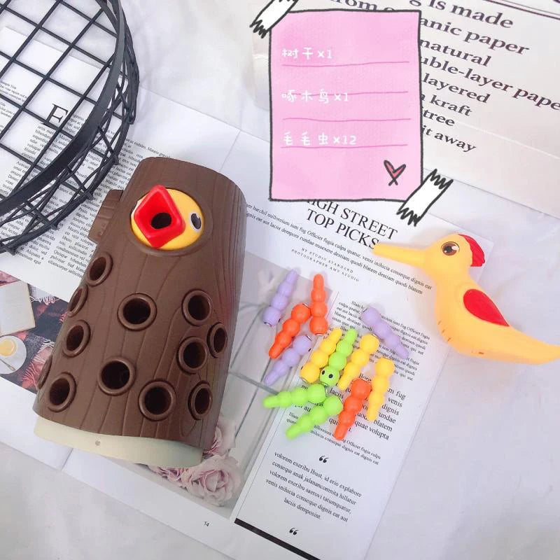 Förderndes Kinderspielzeug: Magnetisches Specht-Spiel für Geschicklichkeit, Konzentration & Feinmotorik. Pädagogisch.