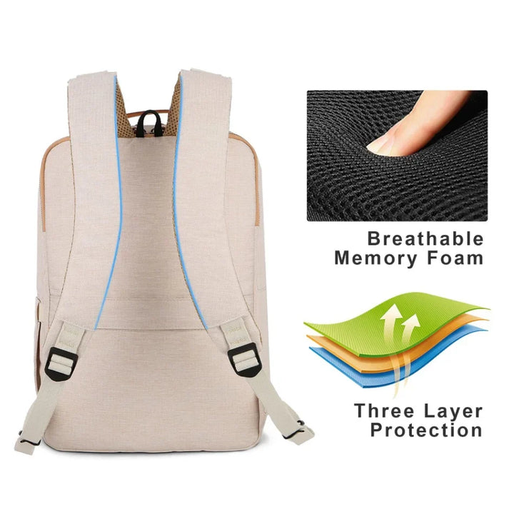 Robuster Unisex Rucksack mit Laptopfach und USB-Ladeanschluss, passend für Arbeit, Schule und Outdoor-Aktivitäten.