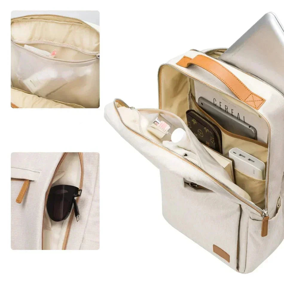 Stylischer Unisex Business-Rucksack mit geschütztem Laptopfach und USB-Ladefunktion für moderne Professionals.