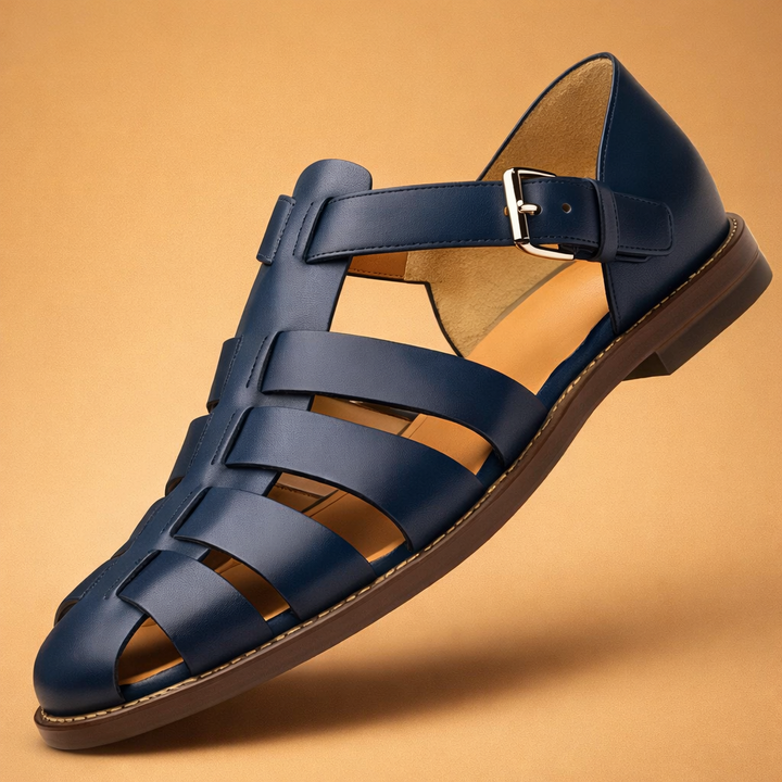 Detailaufnahme: Robuste Herren Riemensandalen mit atmungsaktivem Design. Perfekt für Komfort im Sommer.