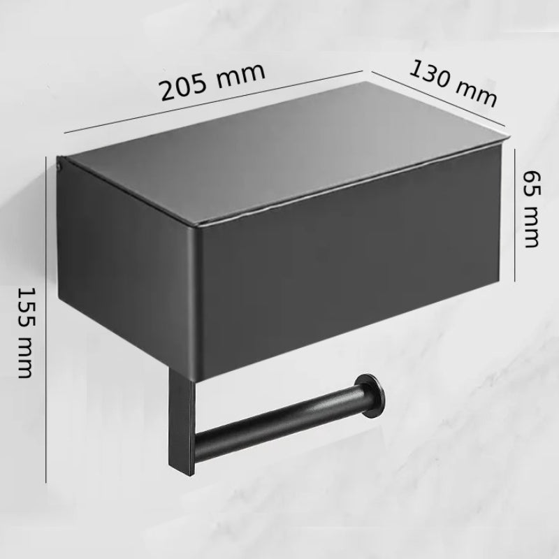 Stilvoller Toilettenpapierhalter mit Ablage, matt schwarz, praktischer Organizer für moderne Badezimmer.