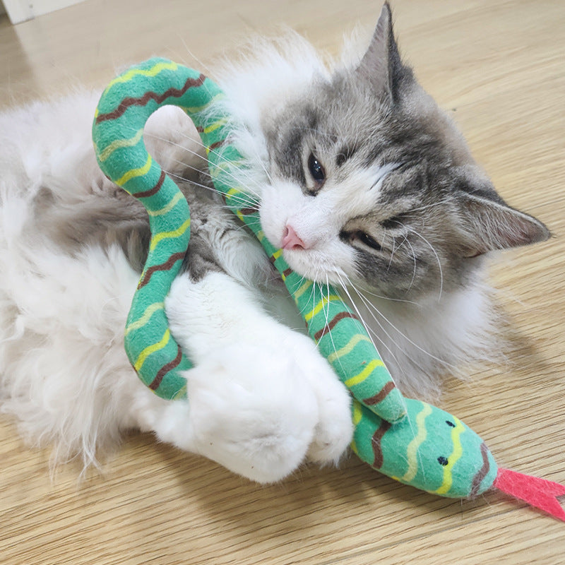 Plüsch Schlangenspielzeug mit Katzenminze für interaktiven Spielspaß. Das perfekte Katzenspielzeug zum Jagen.
