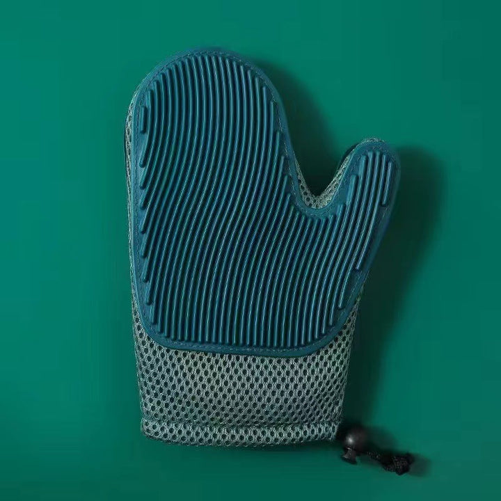 Ergonomischer Pflegehandschuh gegen loses Katzenfell und für eine wohltuende Hautmassage.