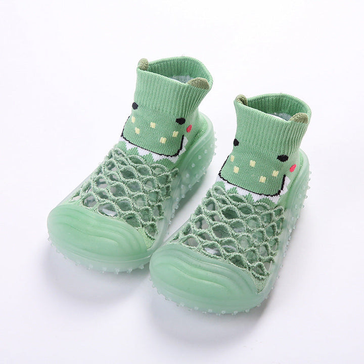 Rutschfeste Babyschuhe als Barfußschuh, süßes Tierdesign, ideal für sichere erste Schritte.