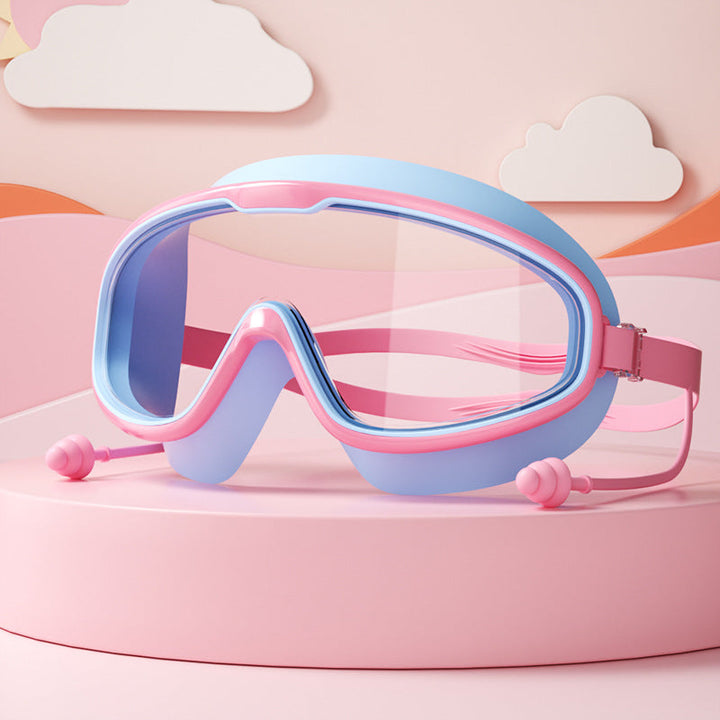 Bunte Anti-Beschlag Schwimmbrille für Kinder, optimal für Pool, Meer und Urlaub, mit sicherer Passform.