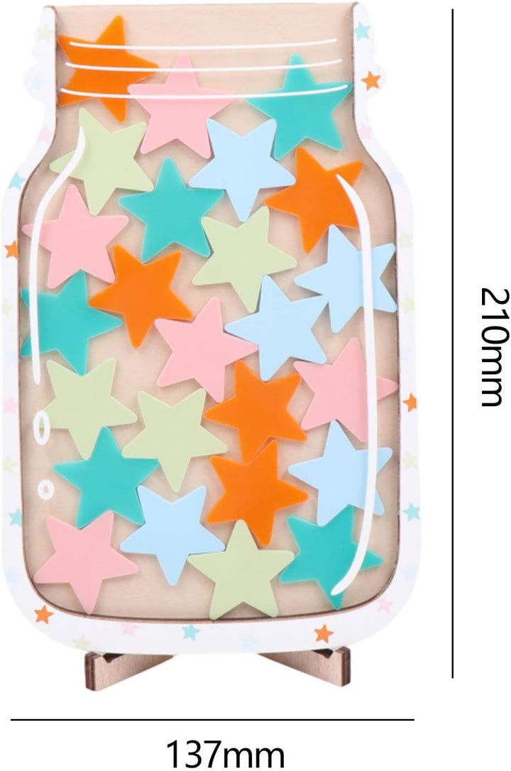 Das Kinder Belohnungsglas zeigt Sterne für positive Aktionen, ein motivierendes Erziehungssystem.