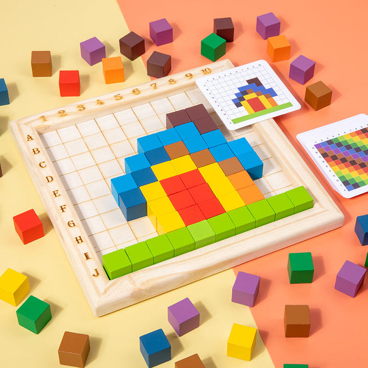 Montessori Holzspiel zum Lernen von Farben, Zahlen & Buchstaben für Kinder, fördert Motorik & Vorschule.