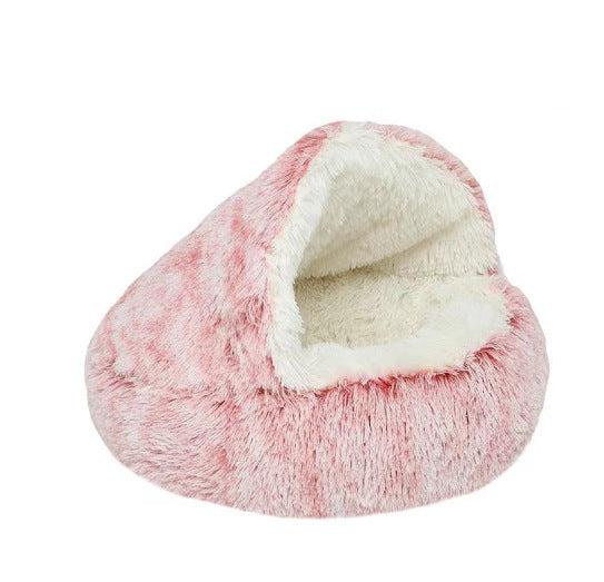 Gemütliche Hunde Kuschelhöhle als 2in1 Schlafplatz, weiches & waschbares Plüsch-Hundebett für Haustiere.