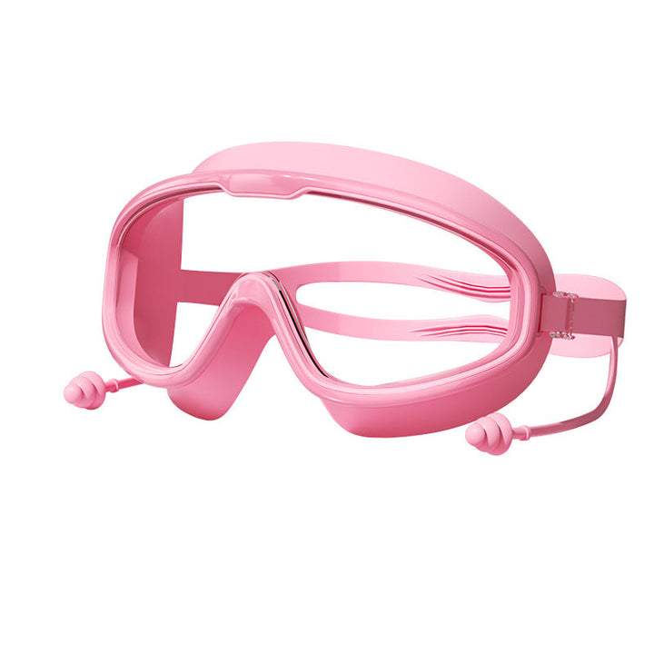 Robuste Kinderschwimmbrille mit breitem Gurt und Anti-Beschlag, perfekt für Urlaub am Meer oder Pool.