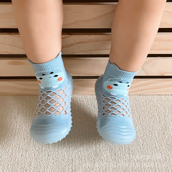Tierdesign Babyschuhe, sockenähnliche Barfußschuhe, rutschfest für sichere Lauflern-Schritte.