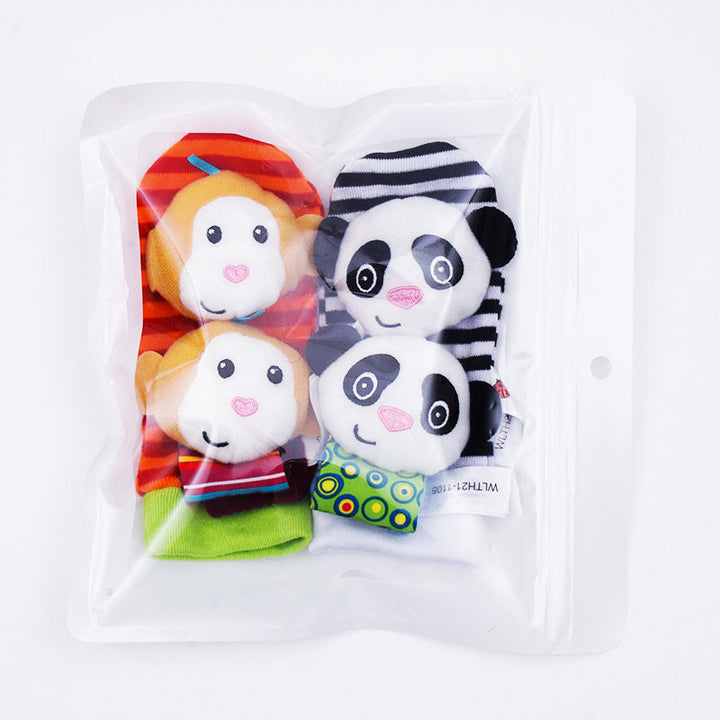 Weiche Baby Lernsocken & Armbänder mit Rasseln, ideal als Geschenk für Neugeborene und Kleinkinder.