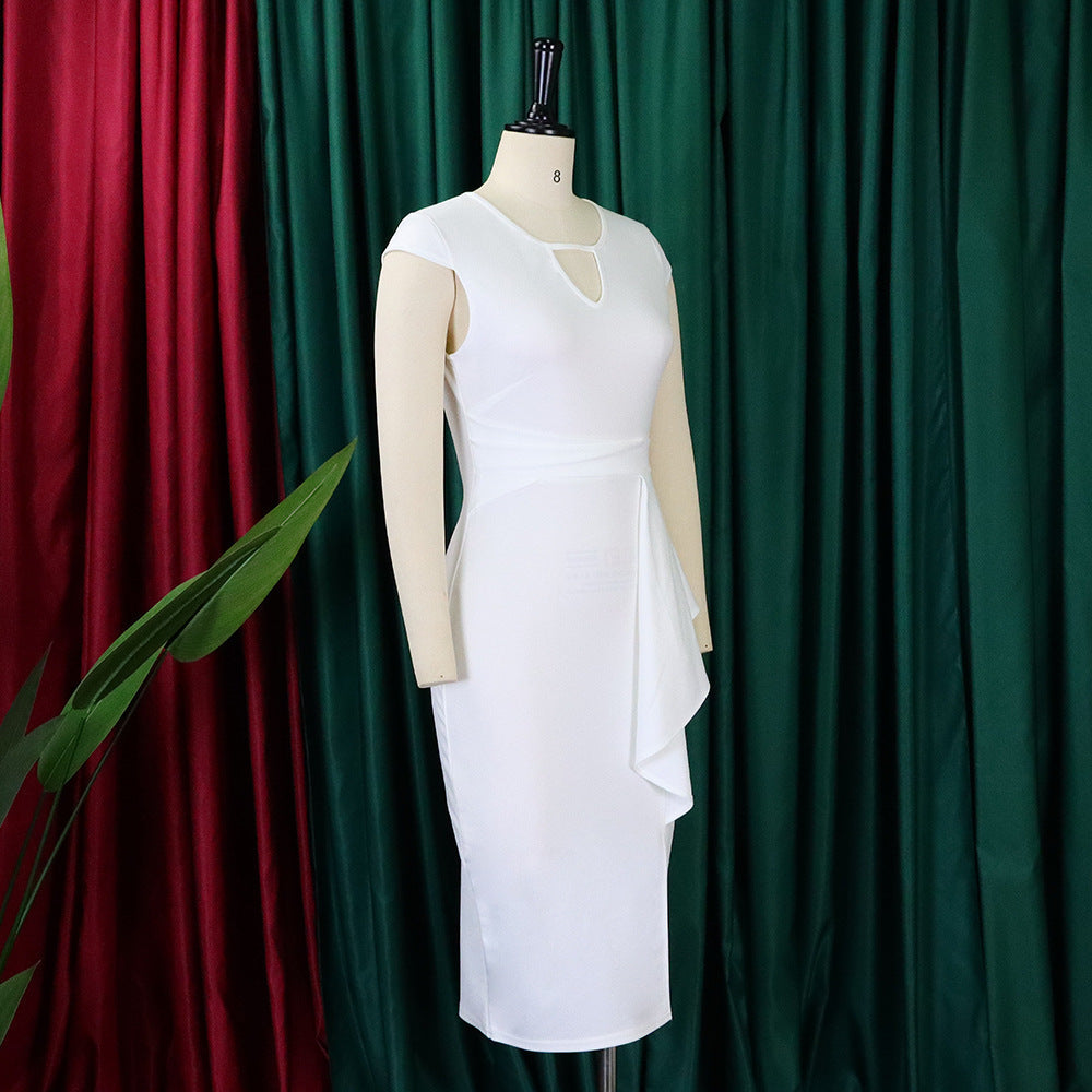 Modernes & elegantes ärmelloses Übergröße Kleid, asymmetrischer Schnitt für stilbewusste Damen.