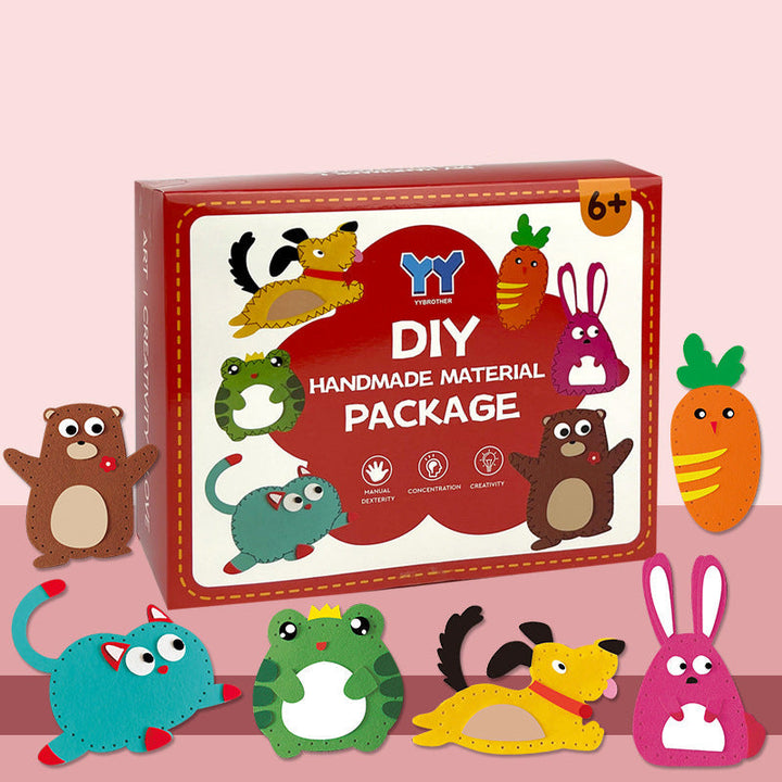 Komplettes DIY Filz Bastelset für Kinder, niedliche Tierfiguren selbst nähen & gestalten.