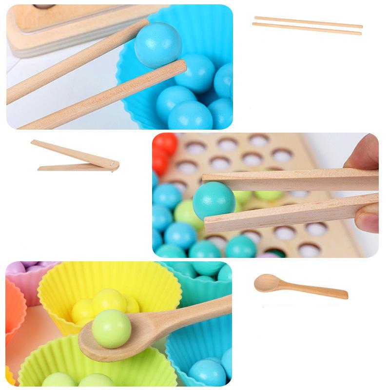 Holz-Lernspiel: Montessori Sortierspiel mit Zahlen & Kugeln. Fördert Feinmotorik & frühes Zählen bei Kindern.