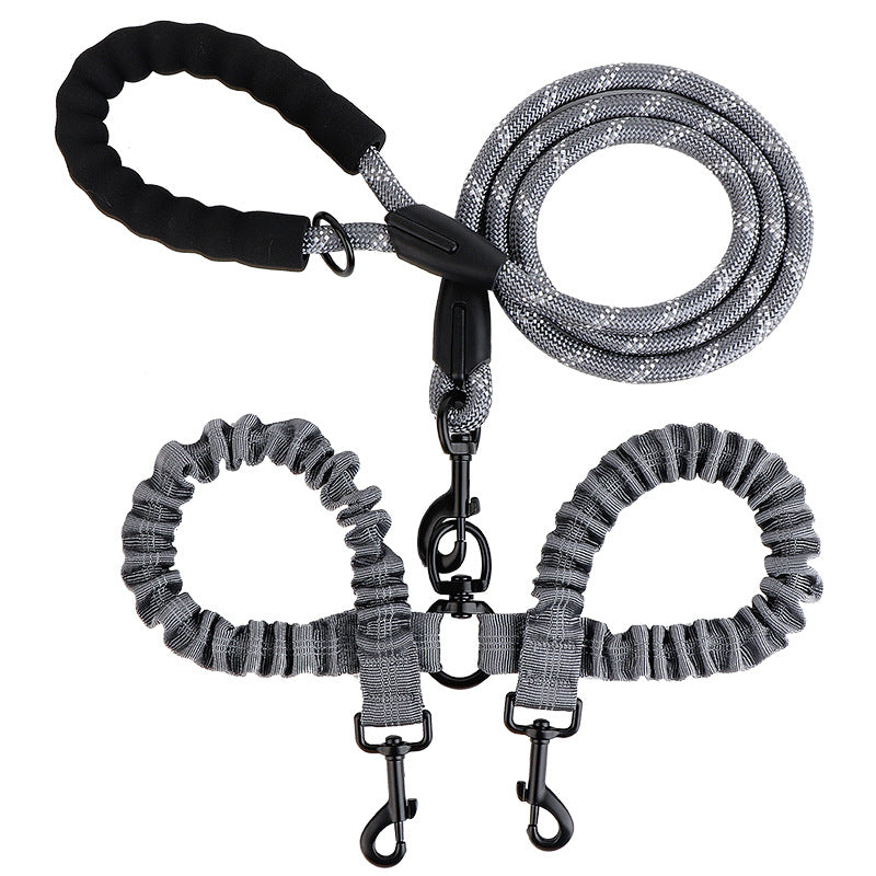 Verhedderungsfreie Doppelleine für zwei Hunde, ideal für das gemeinsame Gassi gehen, robust.