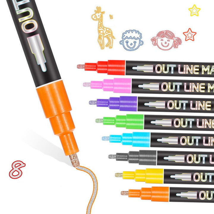 Kreatives Malstifte-Set mit Konturstiften. Perfekte Geschenkidee für Kinder, Kunstbedarf und Hobby.