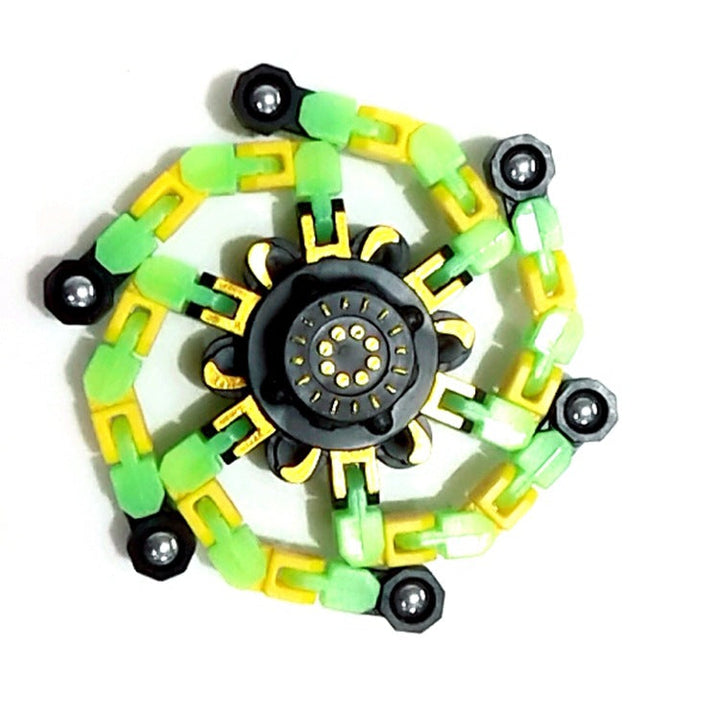 Verpackung des Roboter Spinner Spielzeugs, zeigt Produktmerkmale & pädagogischen Wert für Kinder. Geschenkidee.
