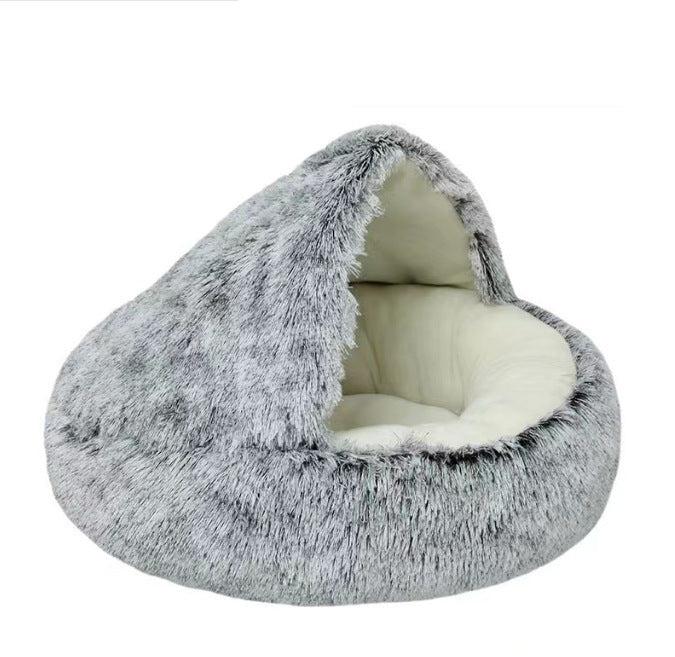 Tierisches Zubehör: Runde Plüsch-Kuschelhöhle für Hunde, warm, waschbar & gemütlicher Schlafplatz für Geborgenheit.