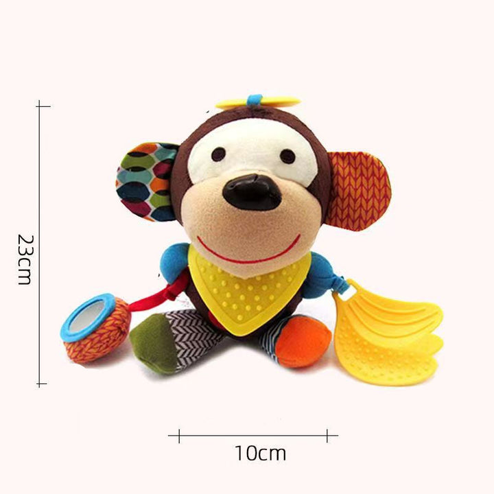 Süßes Baby Plüschtier mit Beißring & Rassel; sensorisches Weichspielzeug für Kleinkinder zur Entwicklung.