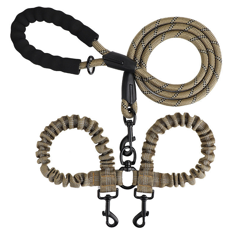 Innovative Hunde-Doppelleine, stoßdämpfend, für gleichzeitiges Führen von zwei Hunden.