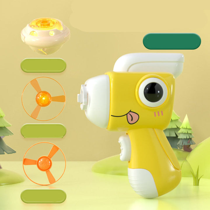 Interaktives 2in1 Dino Spielgerät, Kreisel & Frisbee, ideal zur Förderung der Motorik bei Kindern.