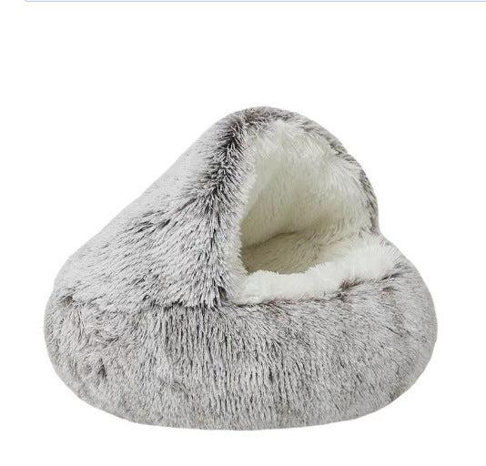 Warmes Hundebett Kuschelhöhle in Anthrazit, weicher Rückzugsort für Geborgenheit, waschbar & plüschig.