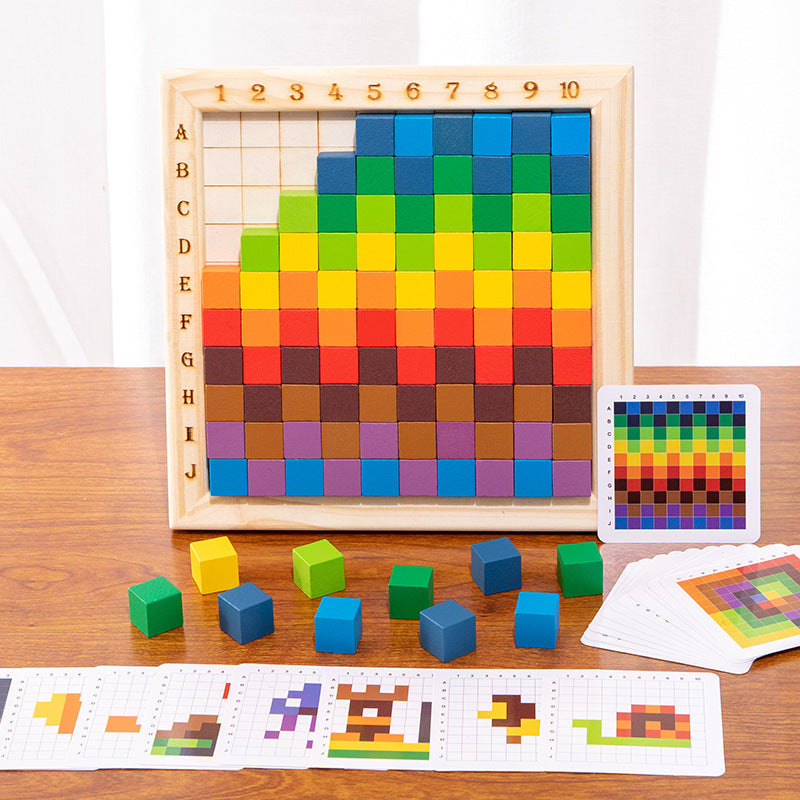 Pädagogisches Holzspielzeug für Kleinkinder: Montessori Farb-, Zahlen- und Buchstabenlernen, Frühförderung.