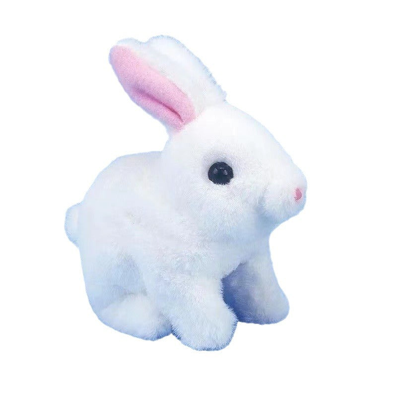 Weißer interaktiver Hoppelhase Plüschtier, elektronisch, weich zum Kuscheln & Spielen für Kinder.