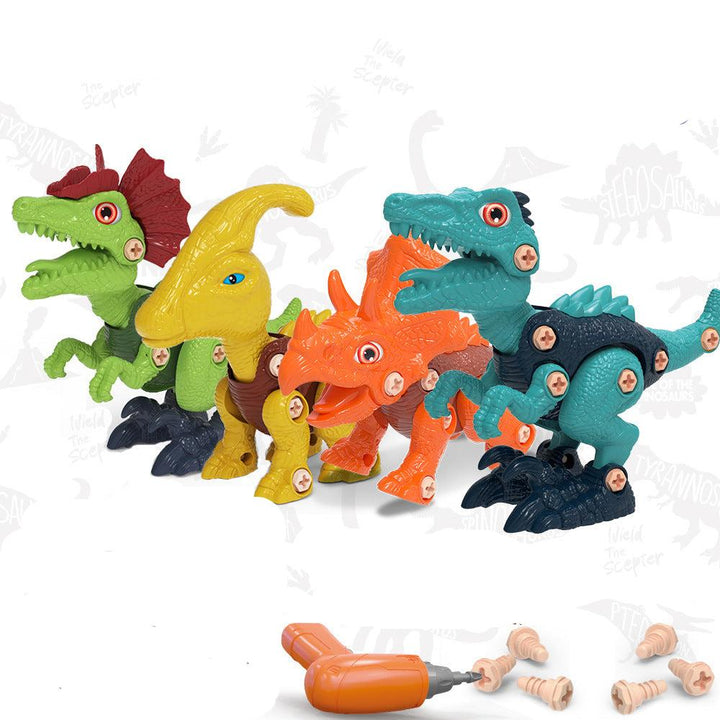Verpackung des interaktiven Dinosaurier Konstruktionsspielsets. Perfektes Lernspielzeug als Geschenk für Kinder.