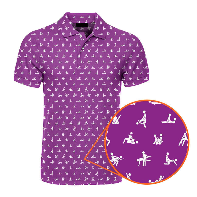 Männer Poloshirt slim fit schwarz mit Print, perfekt für Sommer & Freizeitaktivitäten. Bequem.