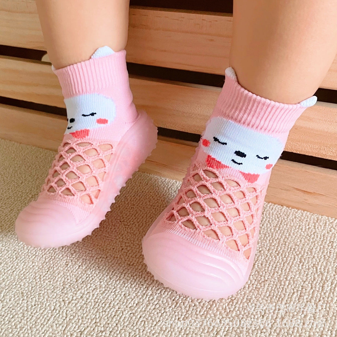 Flexible Lauflernschuhe für Kleinkinder, Barfußschuh-Stil mit niedlichem Tierdesign.