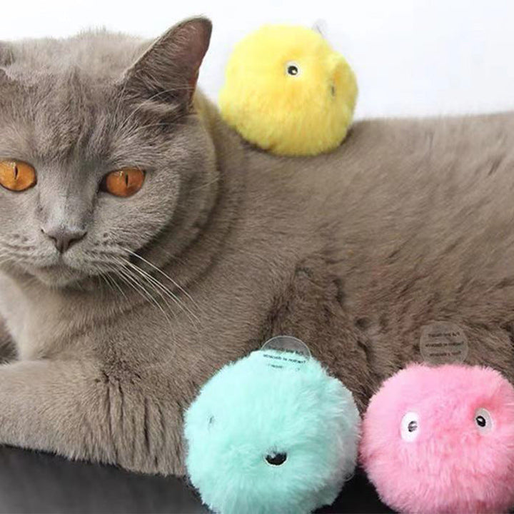 Interaktive Plüschbälle mit realistischen Tiergeräuschen für spielende Katzen. Spannendes Katzenspielzeug.