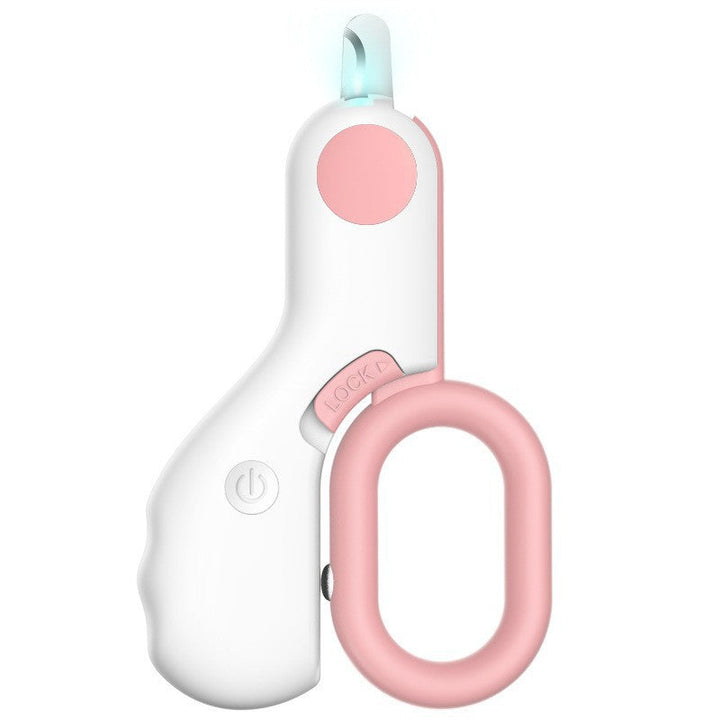 Detailansicht des Haustier-Nagelzwickers mit Schutz & LED-Licht für optimale Sichtbarkeit beim Krallenschneiden.