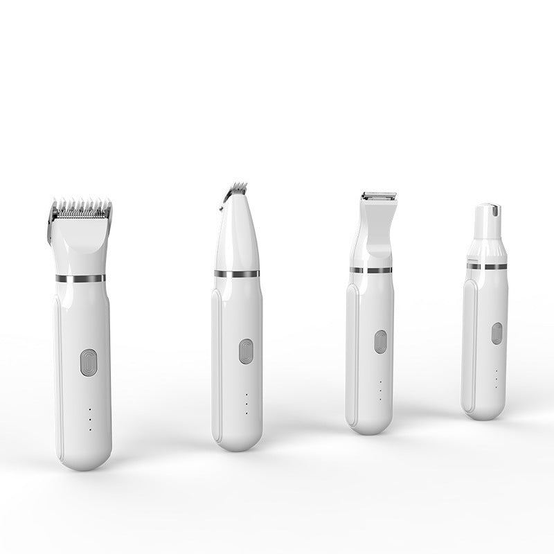 Professionelles 4-in-1 Pflegegerät für Hunde & Katzen. Ideal für Fellpflege, Krallenschleifen & Ohrenhygiene daheim.