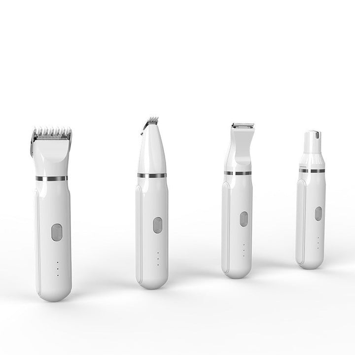 Professionelles 4-in-1 Pflegegerät für Hunde & Katzen. Ideal für Fellpflege, Krallenschleifen & Ohrenhygiene daheim.