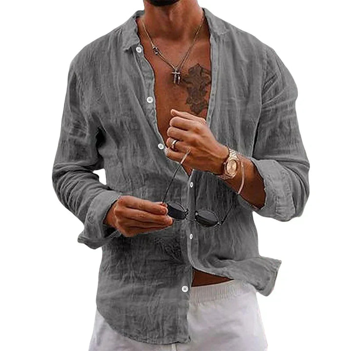 Vielseitiges Herrenhemd im Old Money Stil, unifarben, elegant und bequem für Freizeit & Business Casual.
