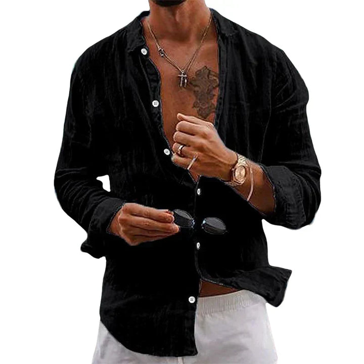 Herren Old Money Stil Hemd, unifarben, kombiniert für einen eleganten Sommer-Look und gehobene Freizeit.